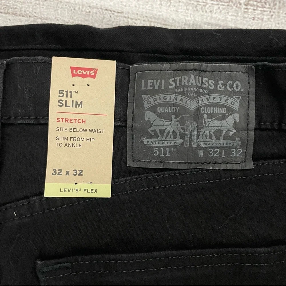 NWT LEVI’S Men’s Premium 511 Slim Fit Stretch Flex Black Jeans Size 32x32